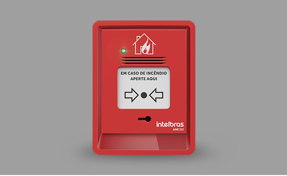Acionador com LEDs indicadores de alarme e supervisão.