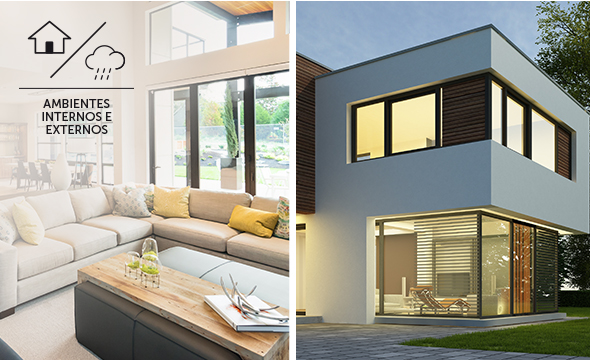 Para ambientes internos, semiabertos e externos