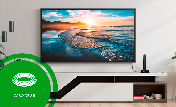 Antena com cabo longo de 2,5 metros