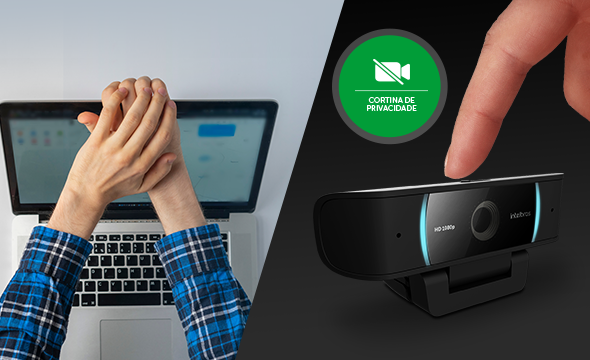 Webcam com a cortina de privacidade fechada