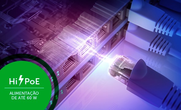 Câmera Speed Dome sendo alimentada pelo switch