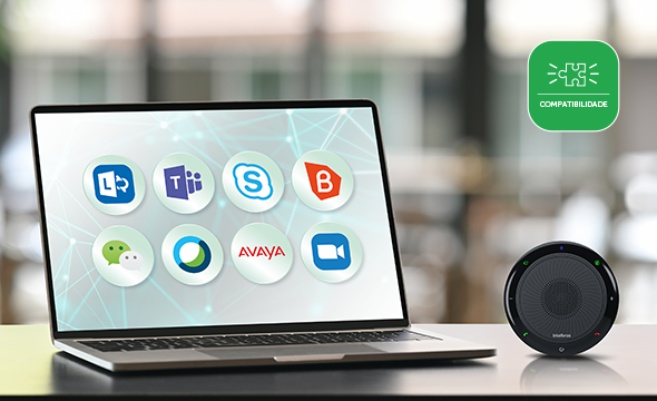 Logos de plataformas de comunicação compatíveis