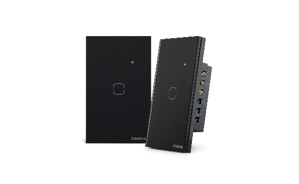 Interruptor touch com design elegante e tecla iluminada.