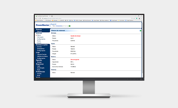 Tela do software de gerenciamento Power Master.