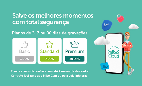 Opções de armazenamento: cartão micro-SD, DVR/NVR e nuvem