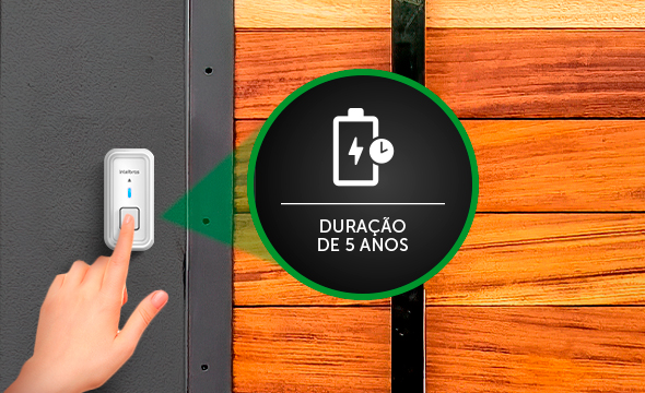 Bateria de longa duração ao lado do módulo externo.