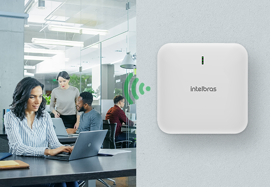 Planta de um escritório com ampla cobertura Wi-Fi.