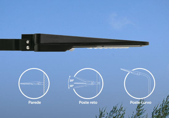 Lumin&aacute;ria solar instalada em um poste de forma simples