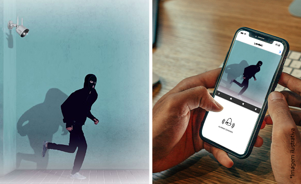 Smartphone acionando a sirene da câmera