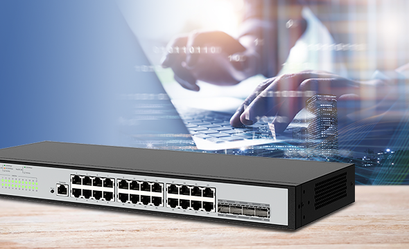 Diagrama de rede h&iacute;brida com portas Giga e SFP