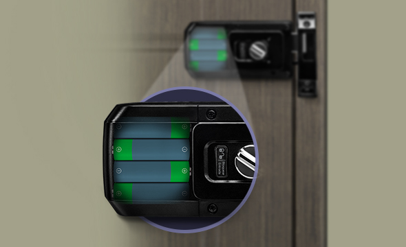 Alimenta&ccedil;&atilde;o por pilhas da fechadura