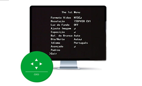 Menu OSD para ajustes finos de imagem