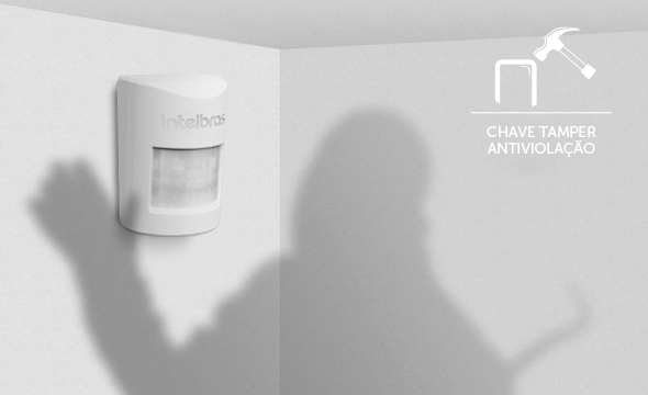 Destaque da chave tamper interna do sensor IVP 1000 PET