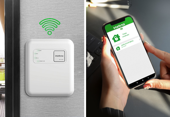 Pessoa controlando a cerca elétrica pelo celular