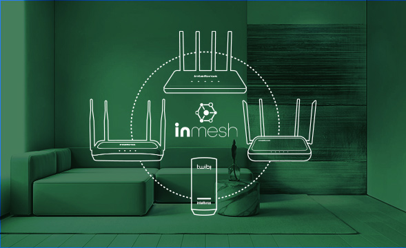 Ilustração da tecnologia inMesh conectando diversos dispositivos