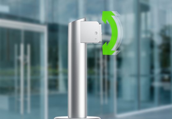 Suporte articulado permitindo ajuste de ângulo do controlador facial