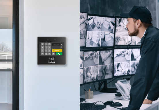 Demonstração da função videoporteiro com tecnologia SIP