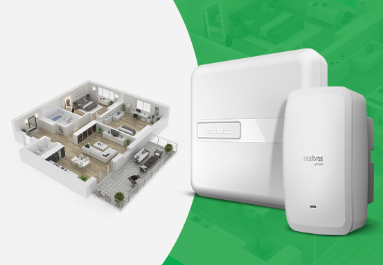 Imagem mostrando diversas centrais de alarme Intelbras