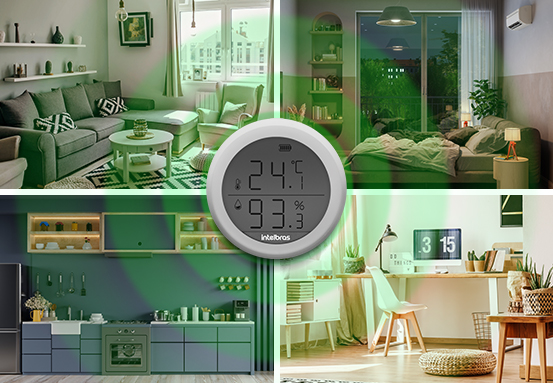 Gráfico de temperatura e umidade no aplicativo Mibo Smart