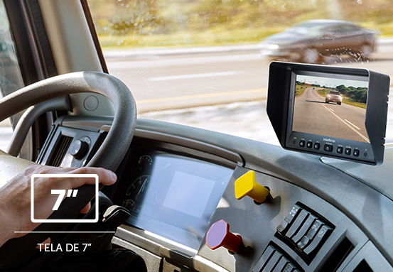 Vis&atilde;o ampla para manobras com o monitor de 7 polegadas