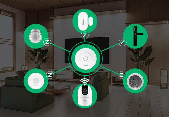 Casa conectada com diversos dispositivos inteligentes integrados