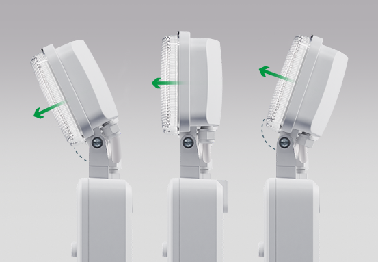 Detalhe dos faróis de LED da luminária, que podem ser direcionados.