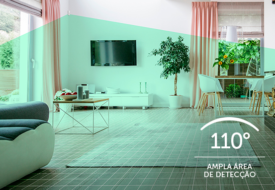Ampla área de cobertura do sensor