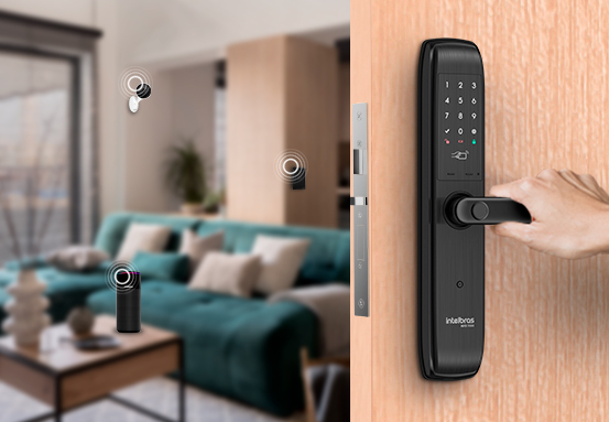 Tela de celular mostrando o aplicativo Mibo Smart para controle da fechadura.