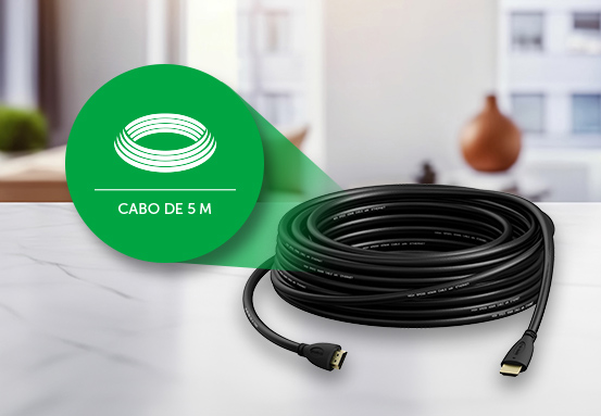 Cabo HDMI de 5 metros conectado a dispositivos