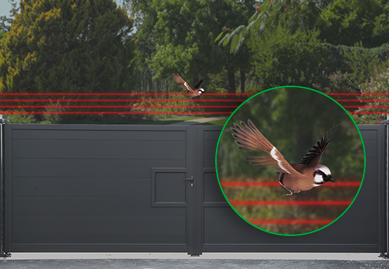 Diagrama mostrando a detecção por dois feixes adjacentes