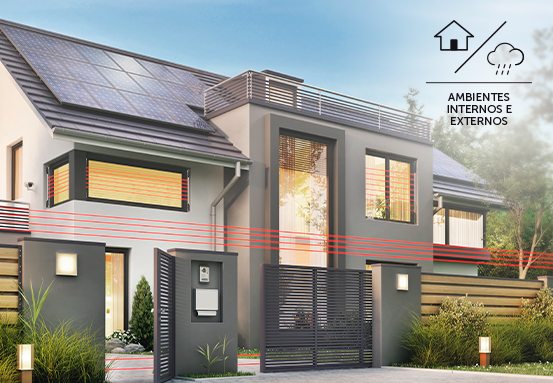 Sensor instalado em área externa com chuva