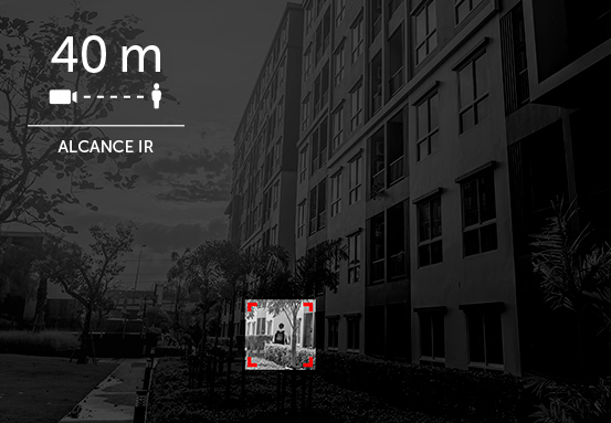 Nitidez noturna com IR de 40 metros