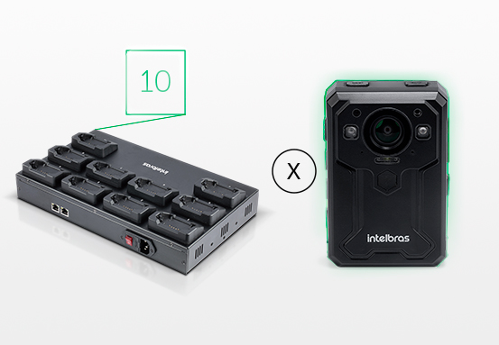 Gest&atilde;o centralizada de at&eacute; 10 c&acirc;meras corporais