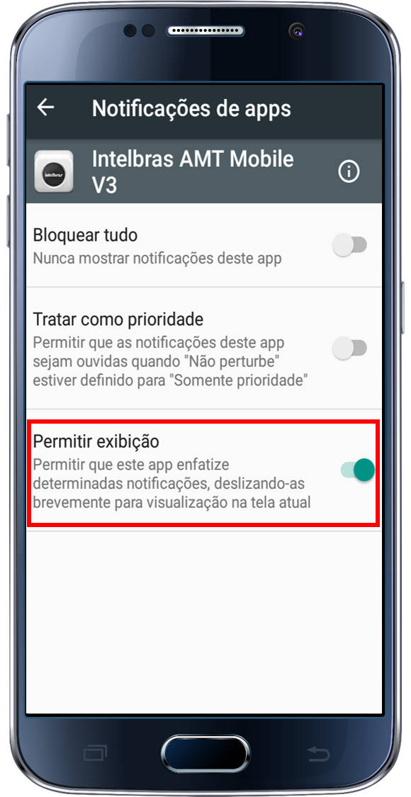 Marcar permitir a exibio de notificaes