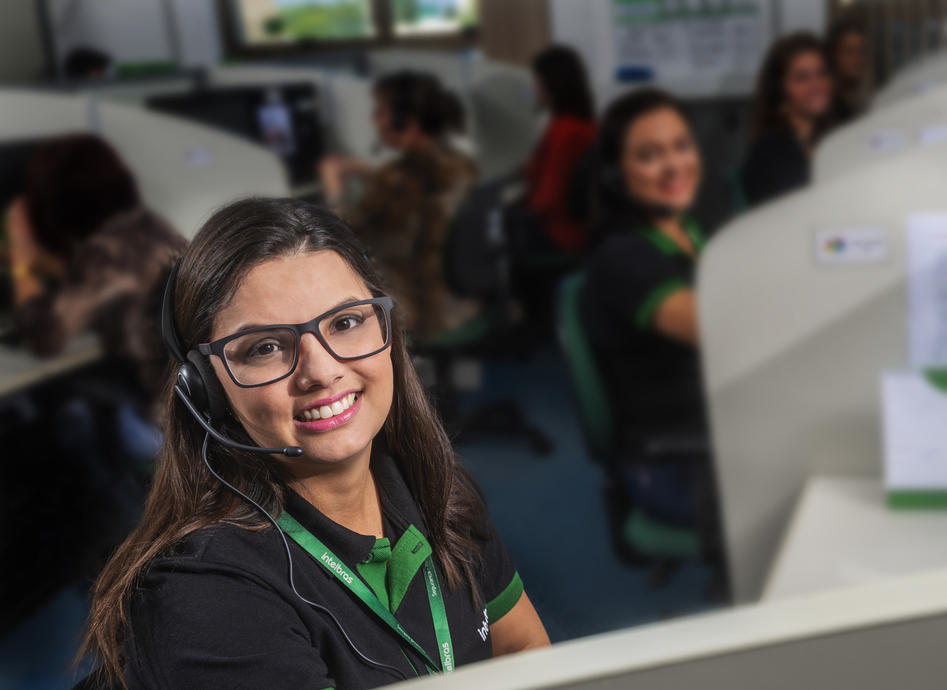 Call center da Intelbras / Foto: Intelbras (feita em 2018, antes da pandemia do coronavírus)