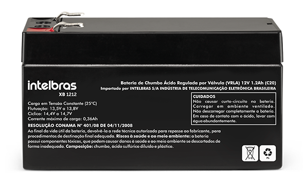 Bateria chumbo-ácido 12 V XB 1212 | Intelbras