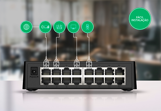 Switch Não Gerenciável 16 portas Fast Ethernet S1116F | Intelbras
